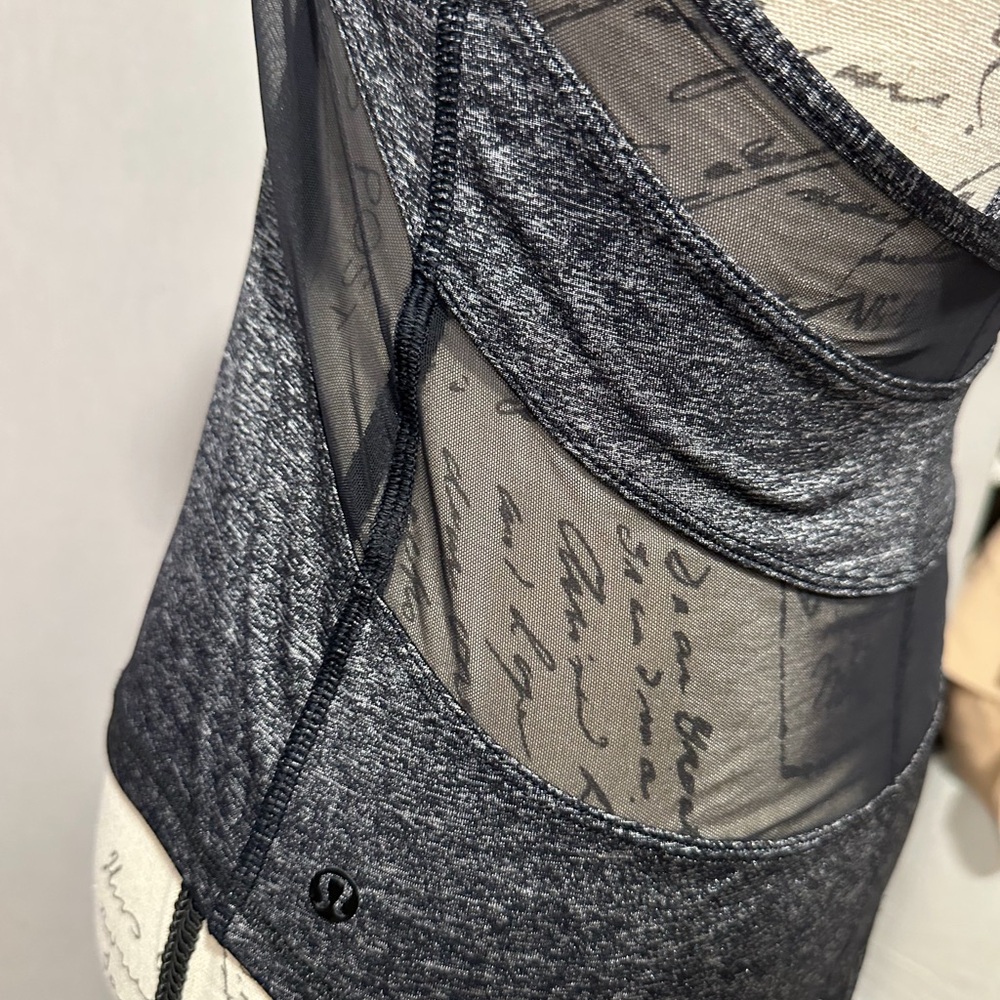 Lululemon Athletica Gray and Black Asymmetrical Cut Out Tank Top. Good cond. - Picture 6 of 8